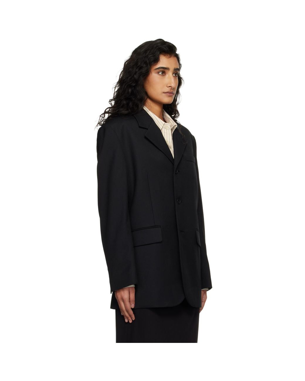DUNST Black 3 Button Wool Blazer