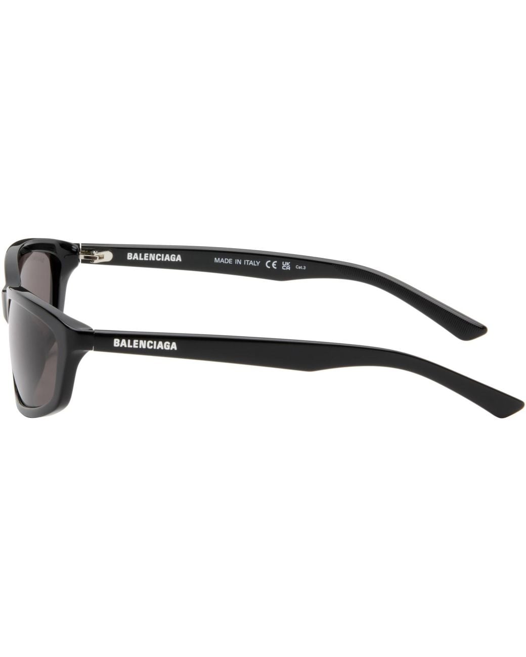 Balenciaga Black Rectangular Sunglasses for men