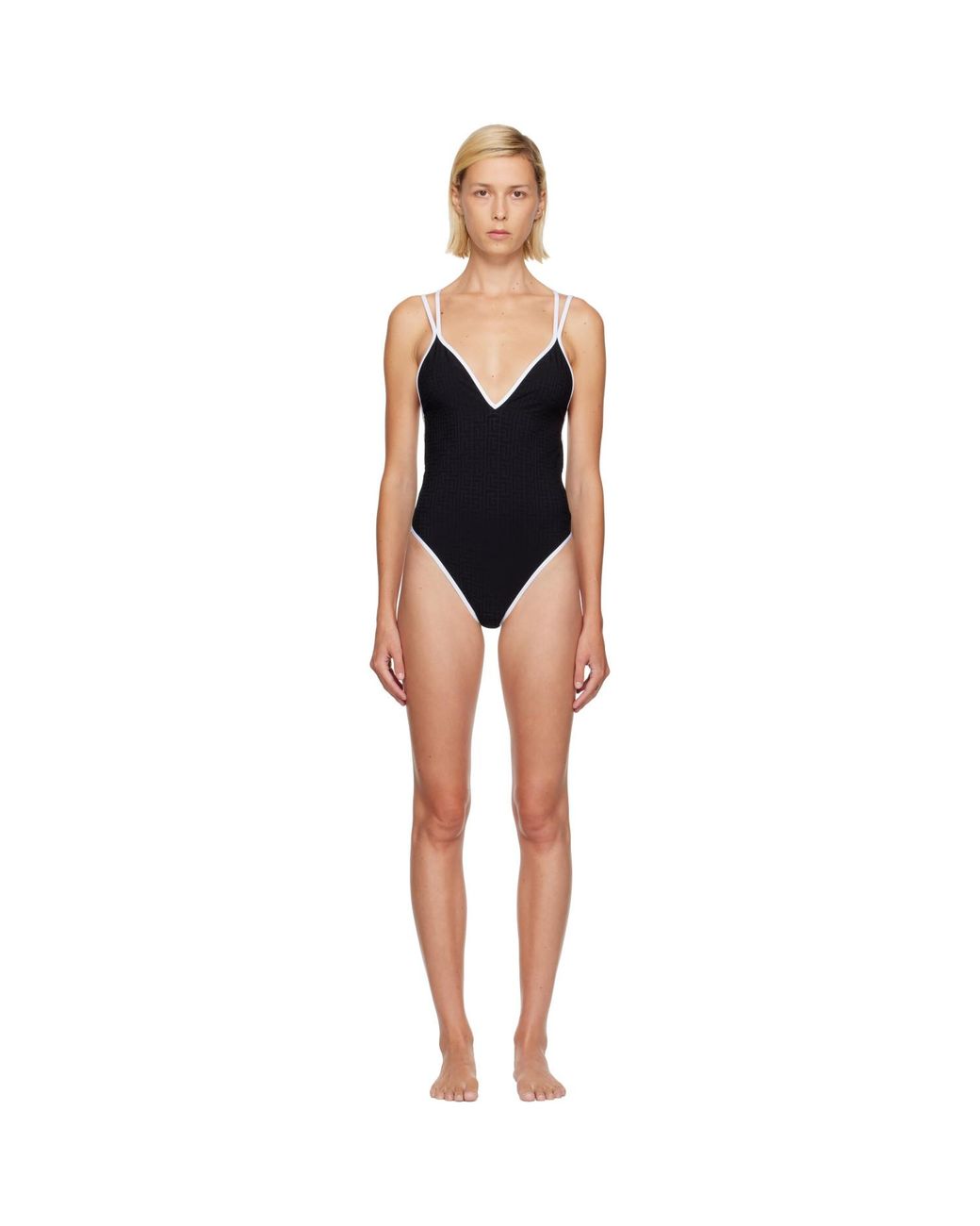 Balmain Black Monogram Swimsuit