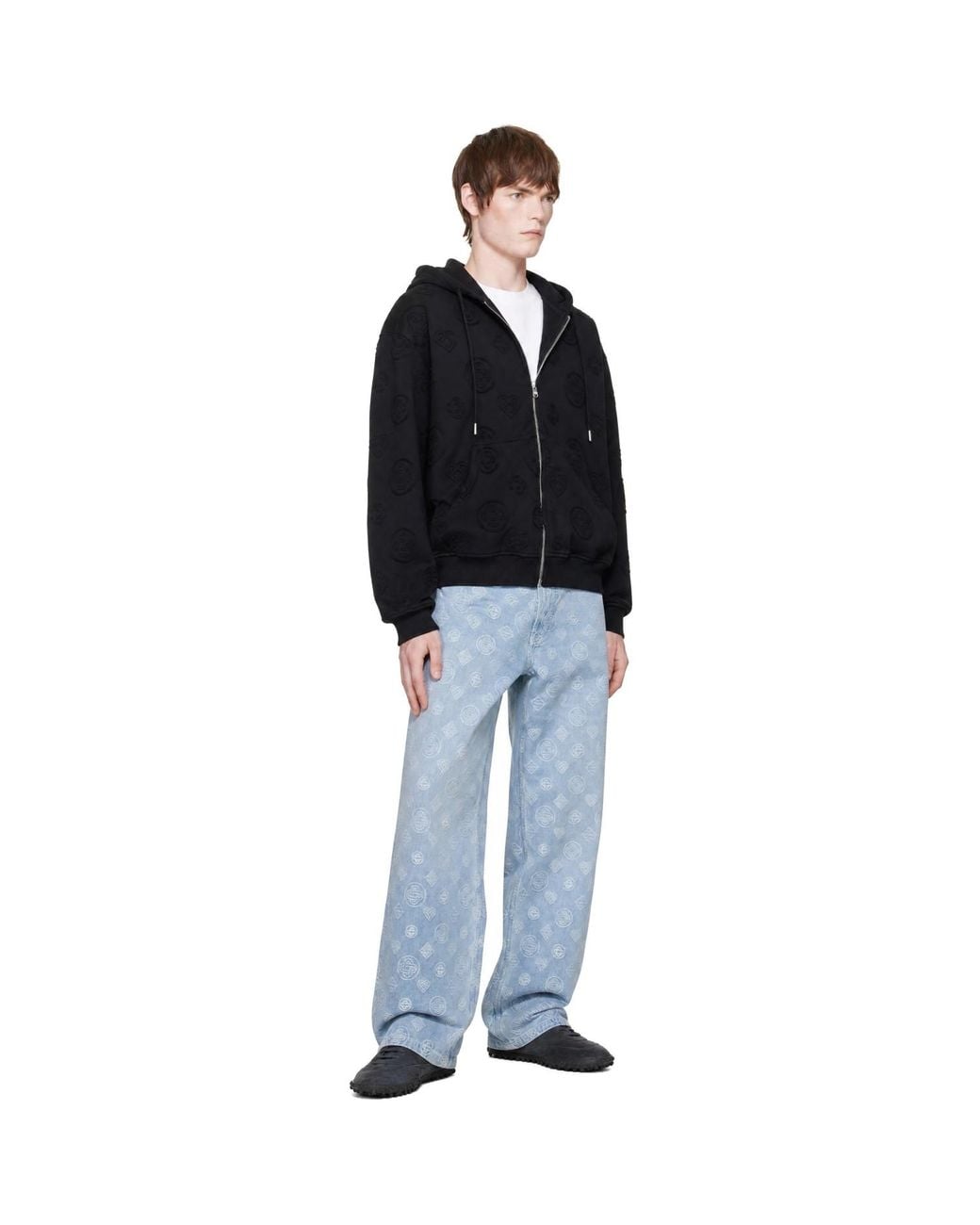 Casablanca Blue Relaxed-Fit Monogram Jeans for men