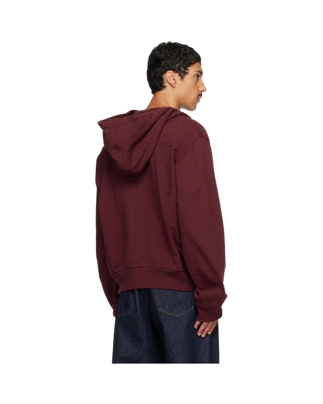 Dries Van Noten Red Burgundy Cotton Hoodie for men