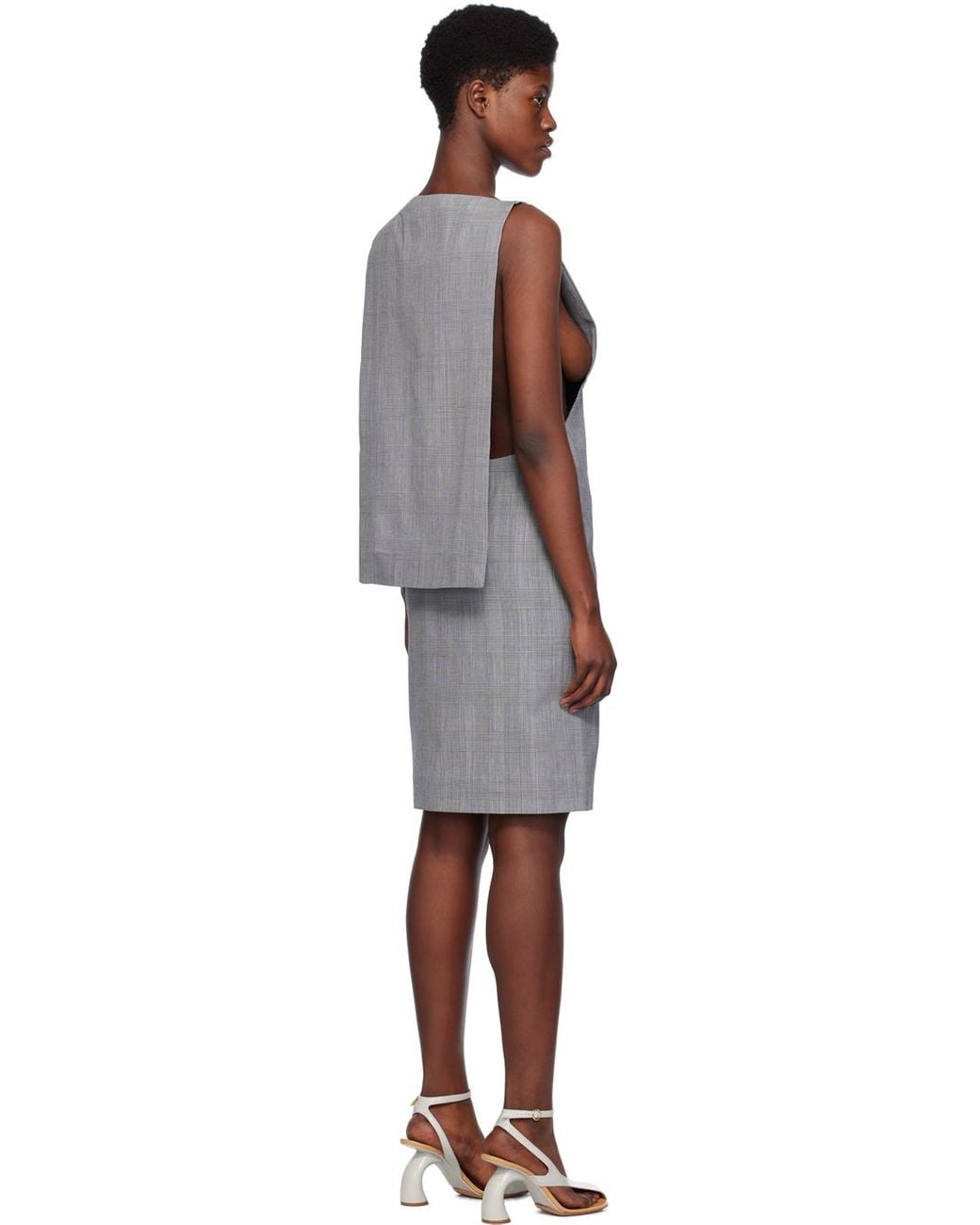 Coperni Black Gray Cape Minidress