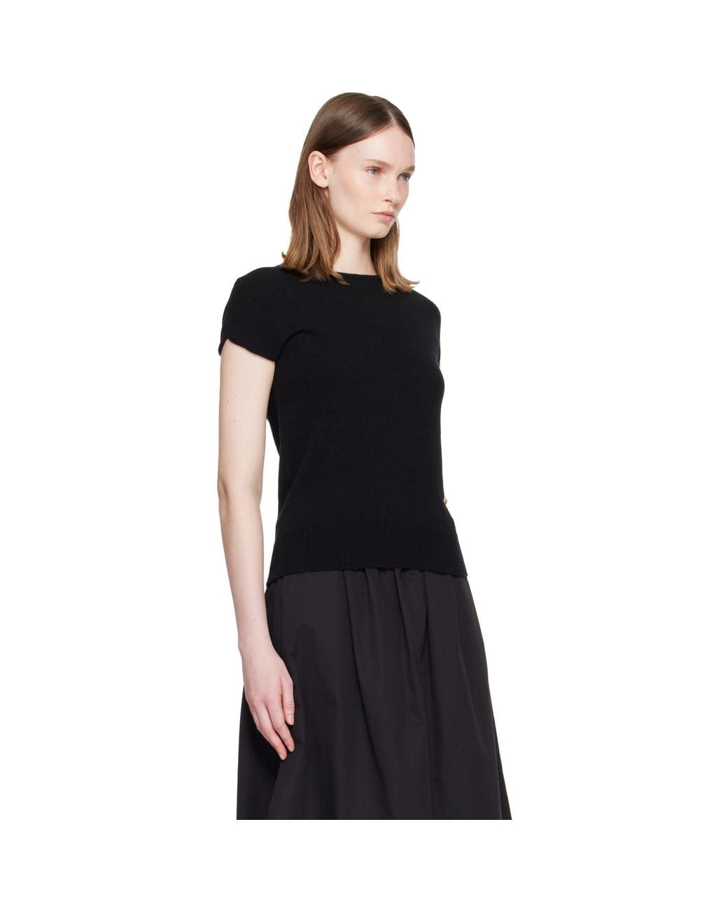 Balmain Black Short Sleeve Cashmere Sweater