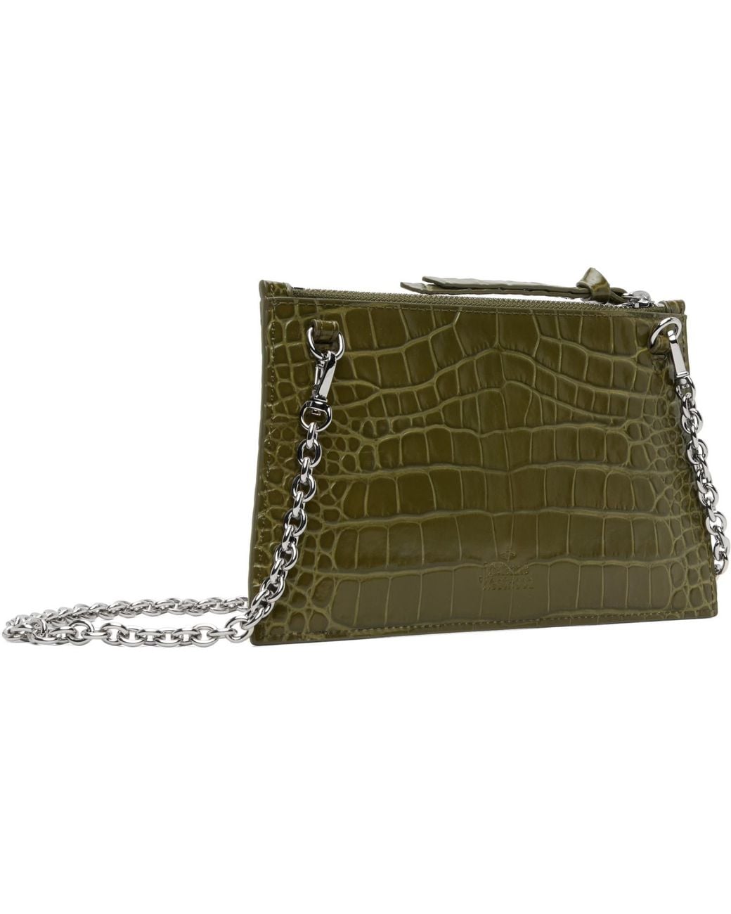 Vivienne Westwood Green Khaki Small Flat Zip Clutch