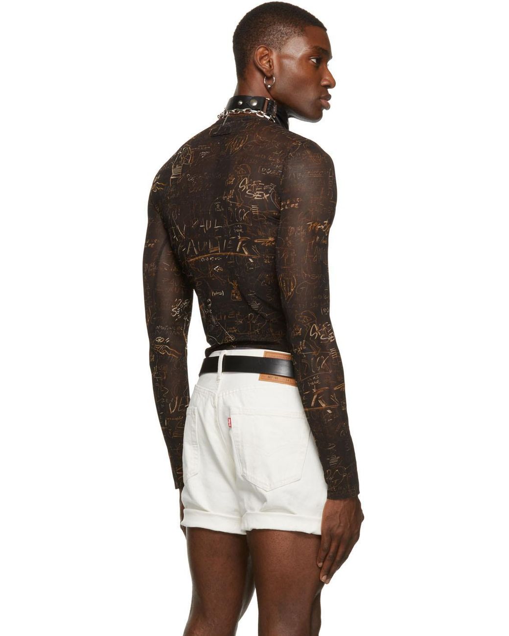 Jean Paul Gaultier Ssense Exclusive Black Mesh Graffiti Long