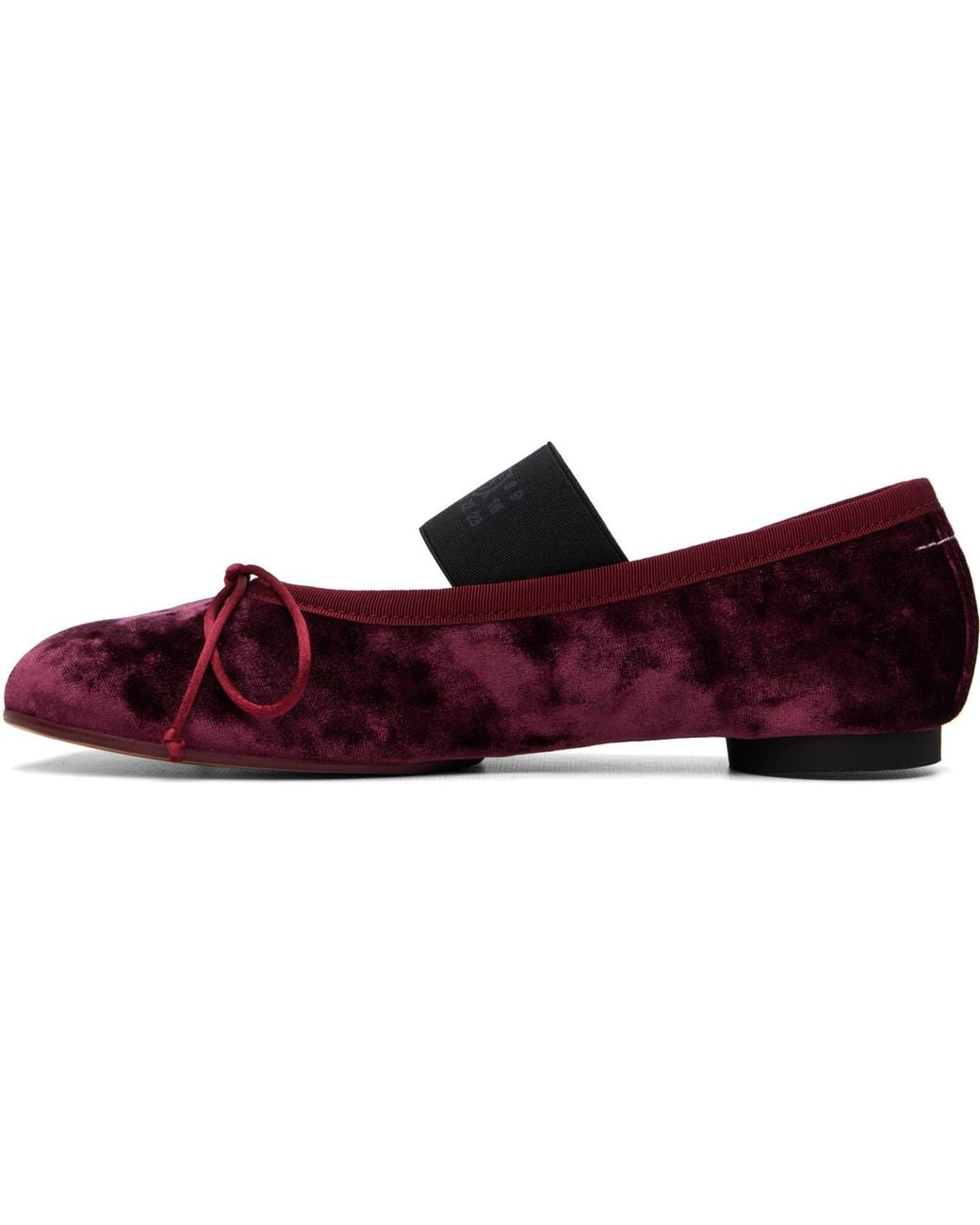 MM6 by Maison Margiela Red Burgundy Velvet Ballerina Flats