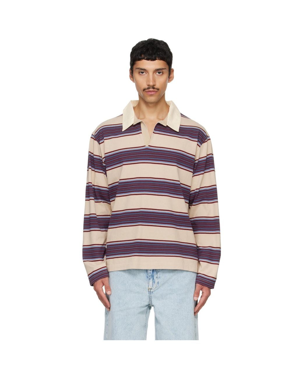 Sanderlak Red Striped Jersey Polo for men