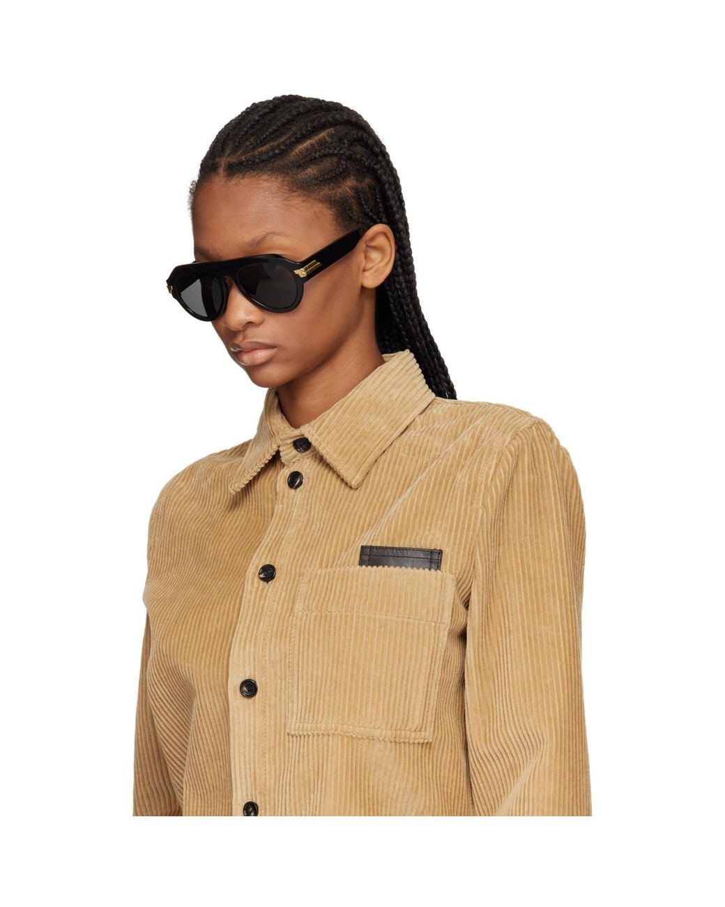 Bottega Veneta Gray Mitre Aviator Sunglasses