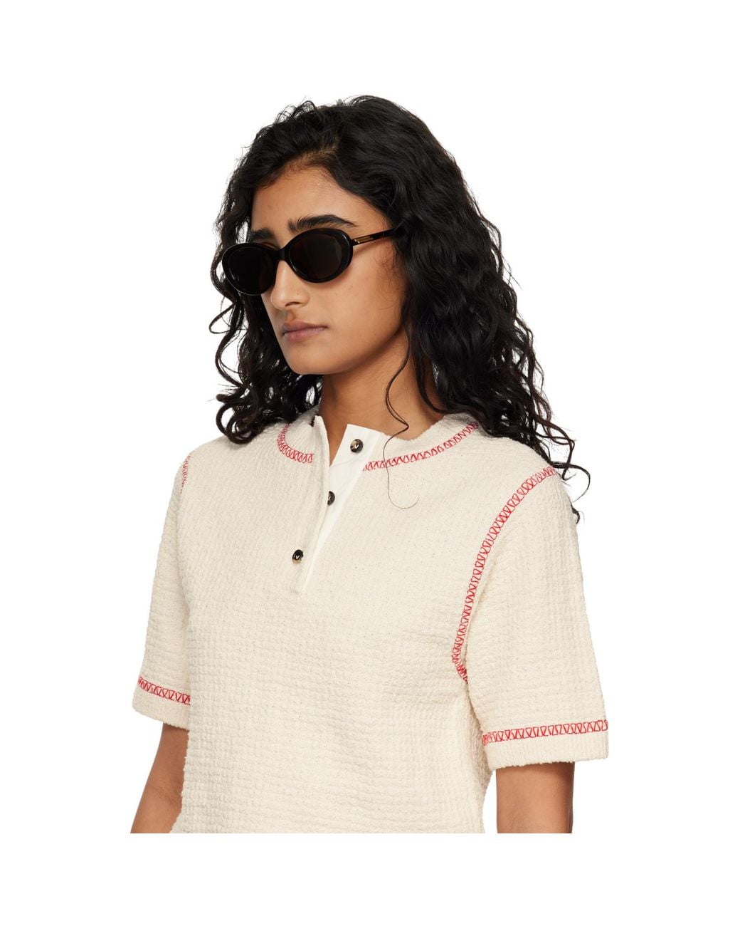 Bottega Veneta Black Slim Ribbon Oval Sunglasses