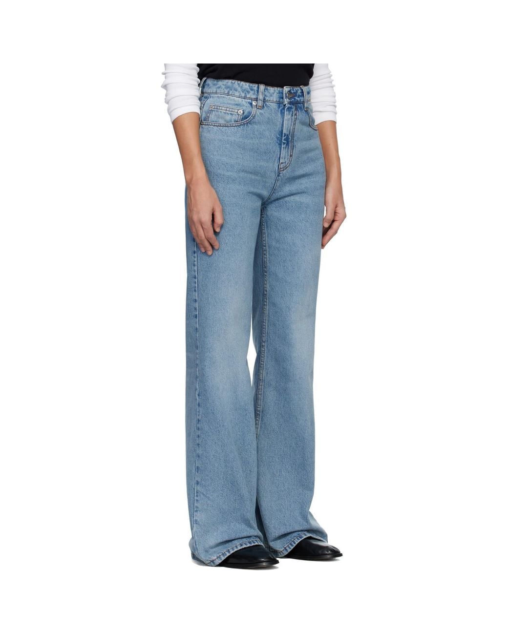 AMI Blue Cotton Flare Fit Jeans
