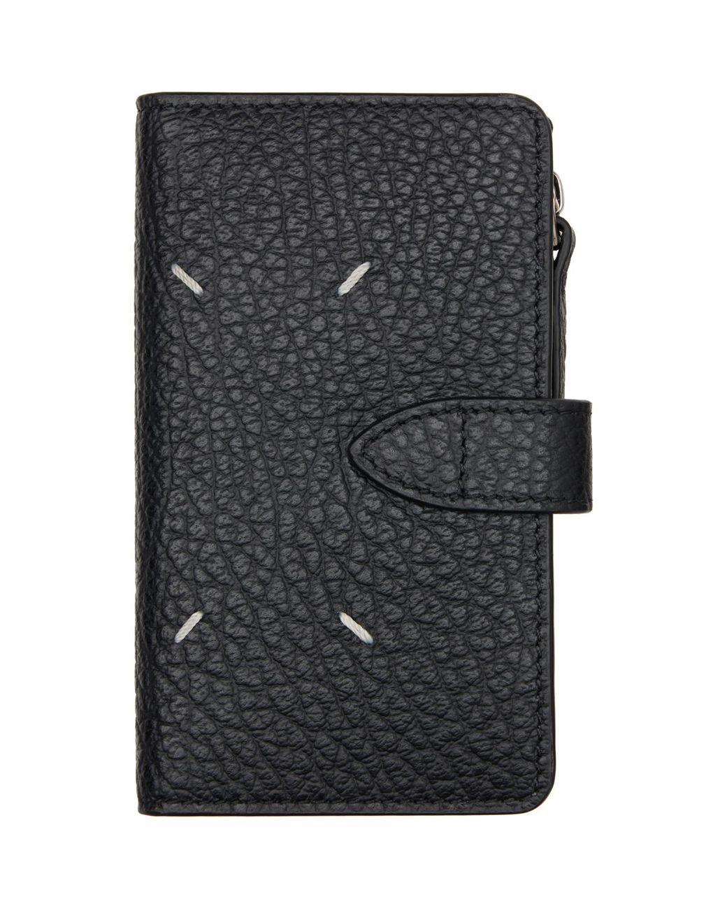 Maison Margiela Gray Four Stitches Zip Card Holder for men