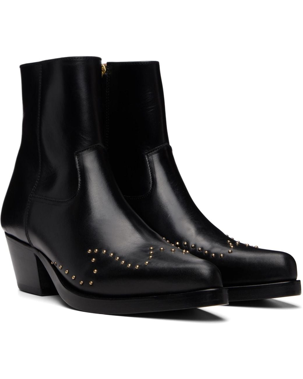 Ernest W. Baker Black Studded Western Boots for men