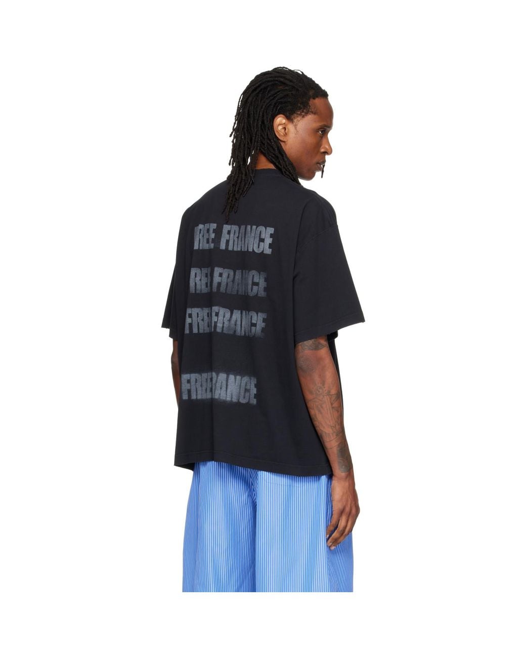 Vetements Black Boxy 'Free France' T-Shirt for men