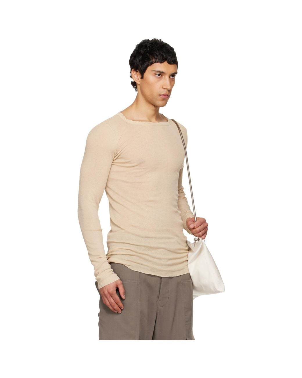 Rick Owens Natural Temple Rib Ls T-shirt for men