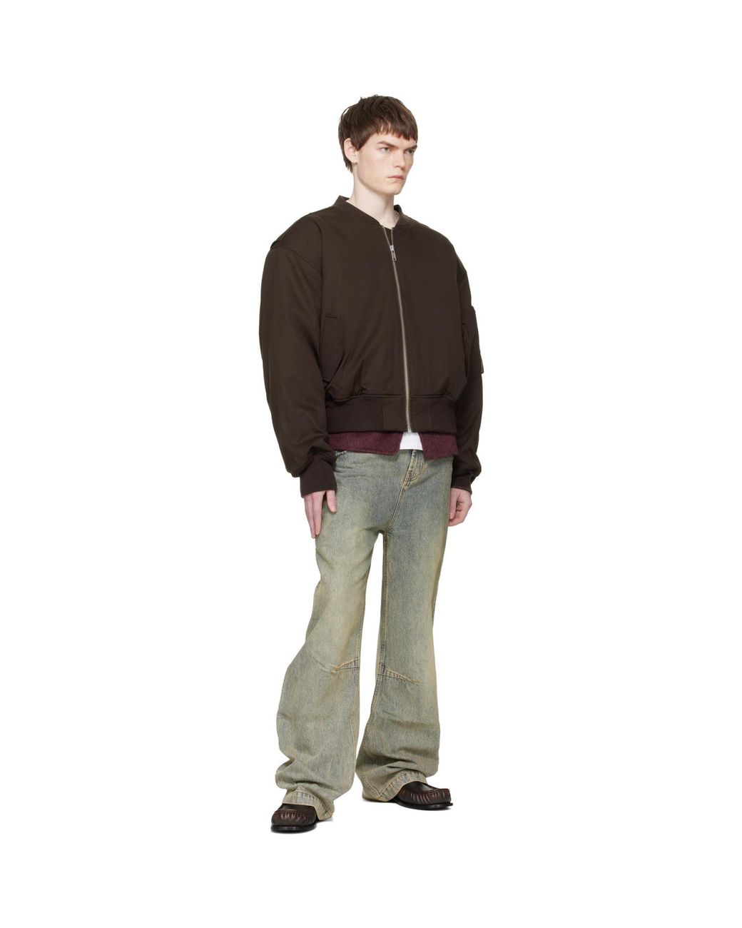 Entire studios Black Cropped Broad Bomber Jacket for men