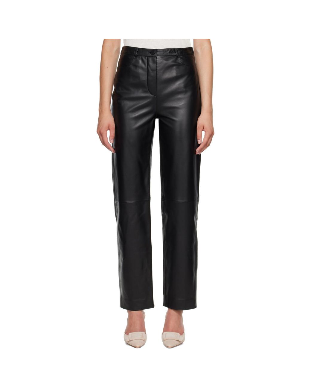 Loulou de Saison Black Cobe Lds Leather Trousers