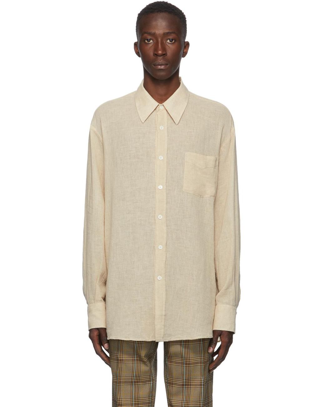Our Legacy Beige Sheer Less Borrowed Shirt in Natural for Men | Lyst