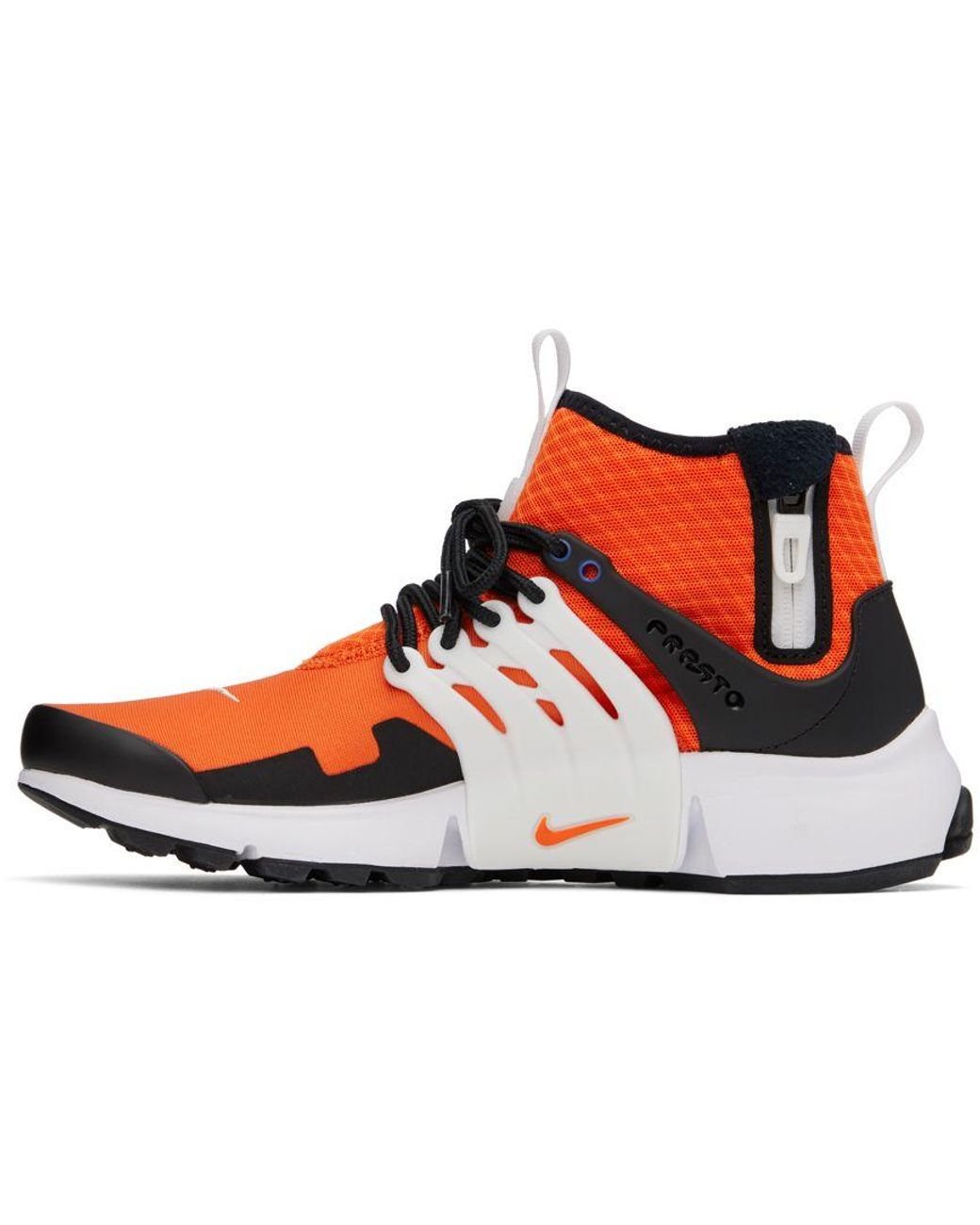 Nike Orange & White Air Presto Mid Utility Sneakers in Black for Men | Lyst