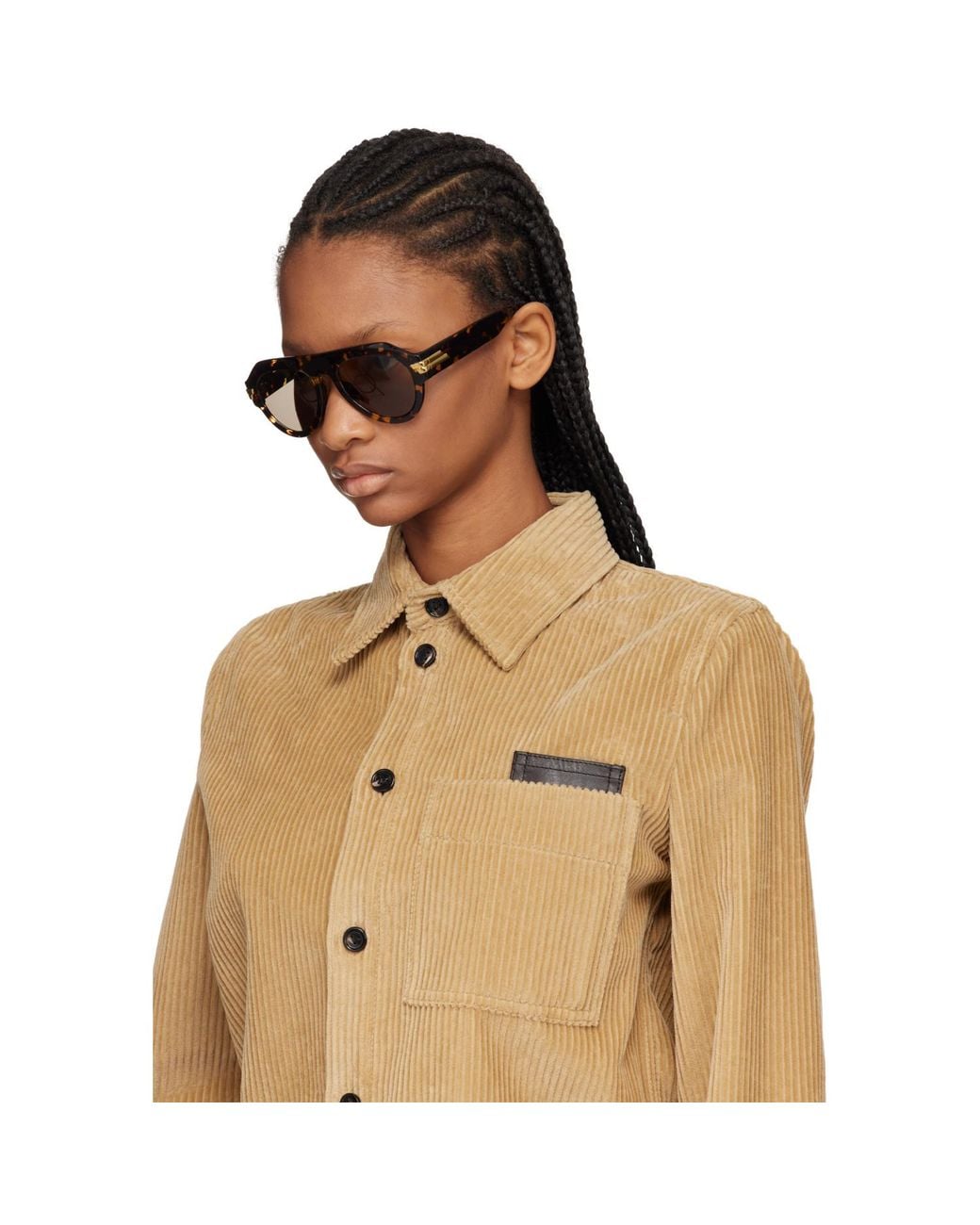 Bottega Veneta Brown Mitre Aviator Sunglasses