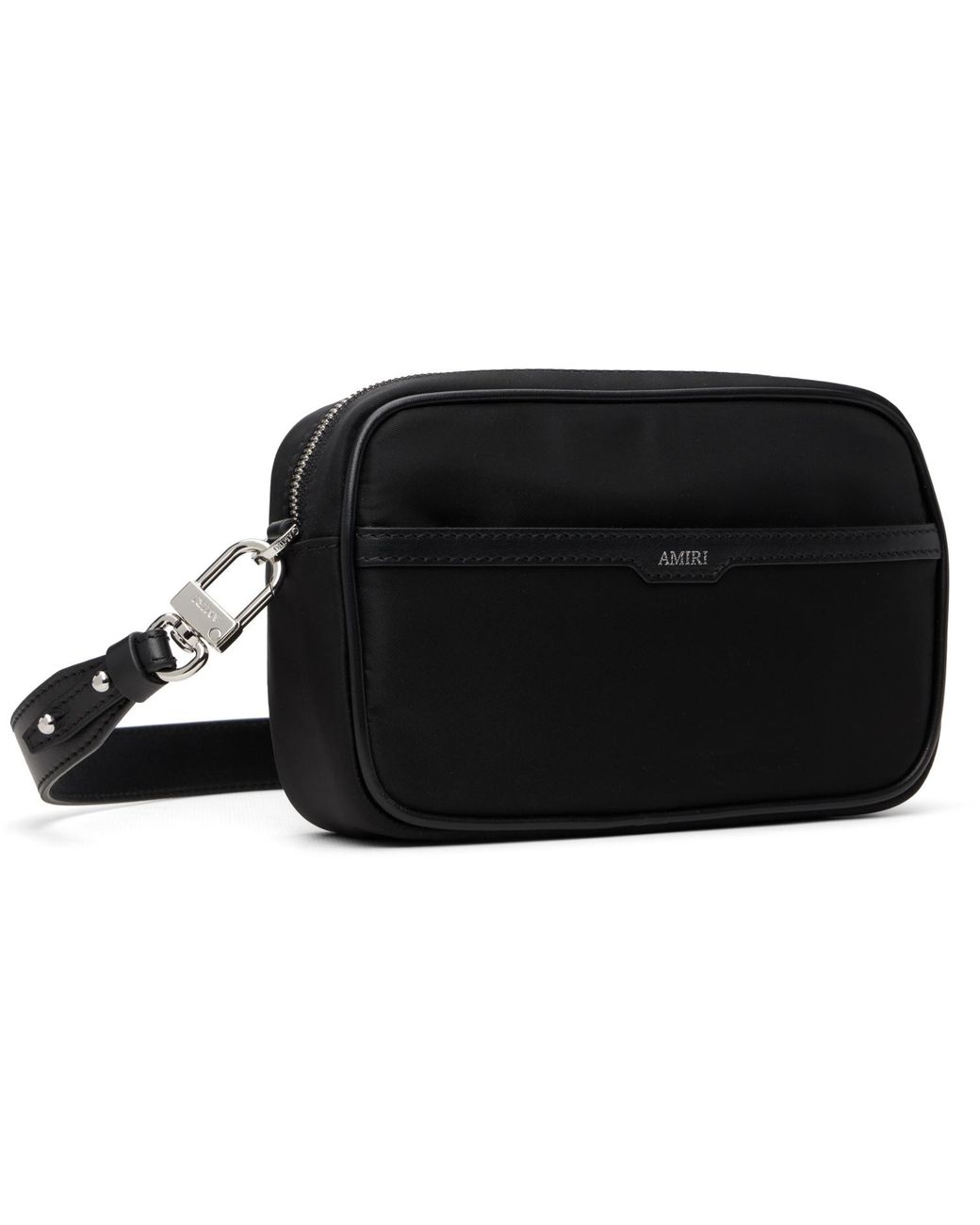 Amiri Black Embroidered Logo Camera Bag for men