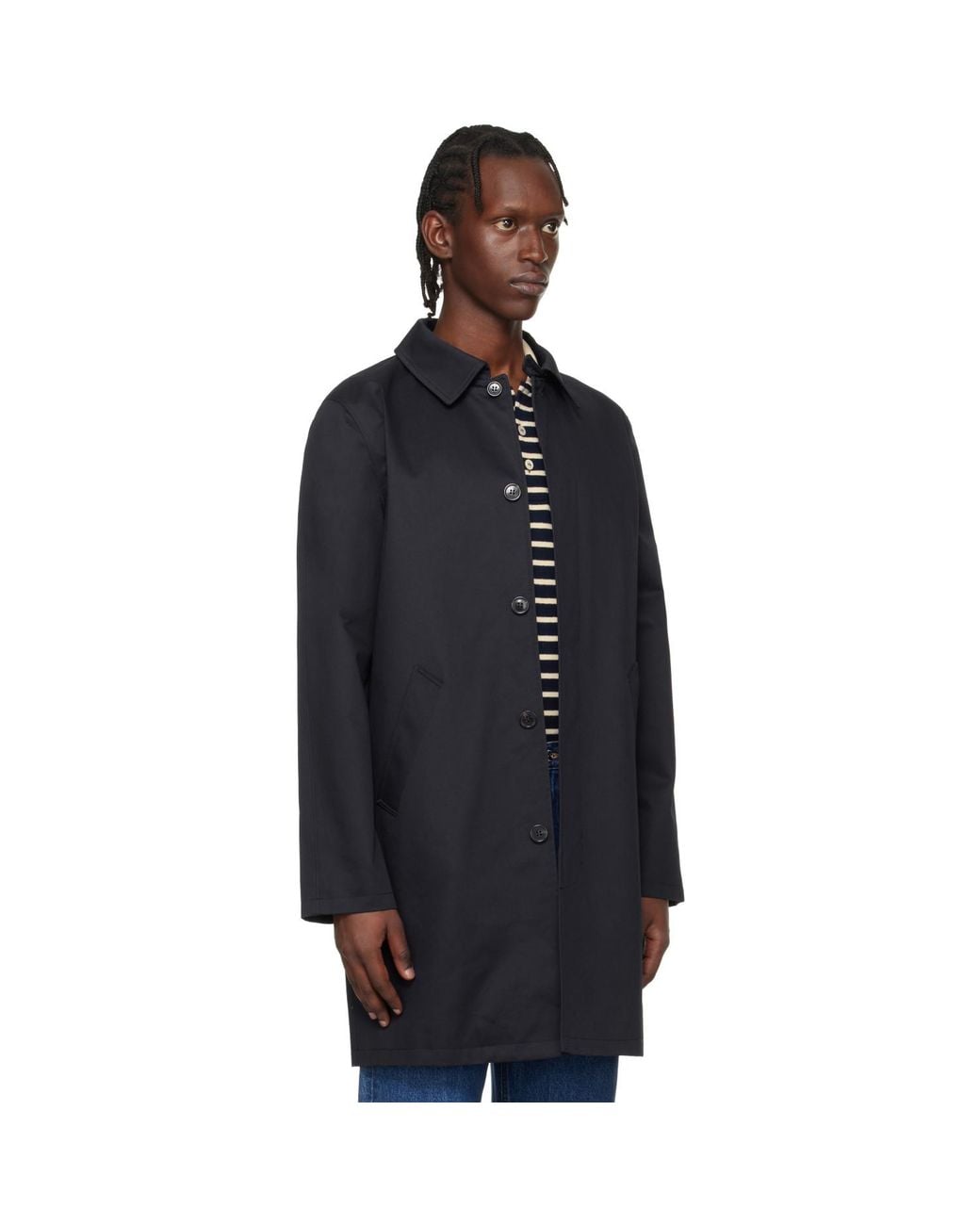 A.P.C. Blue Urban Mac Coat for men