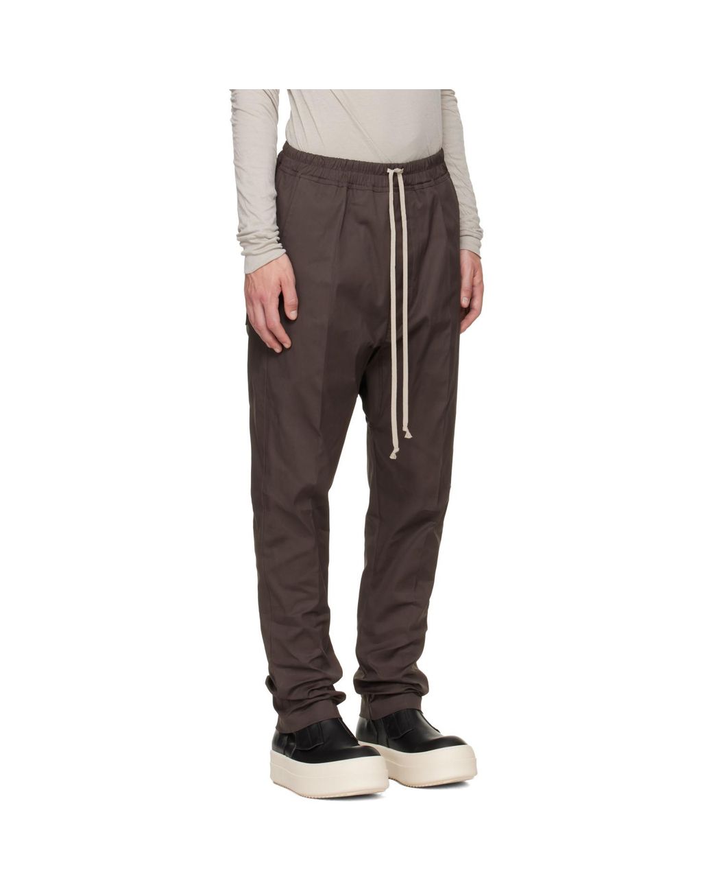 Rick Owens Gray Tower Drawstring Long Trousers for men