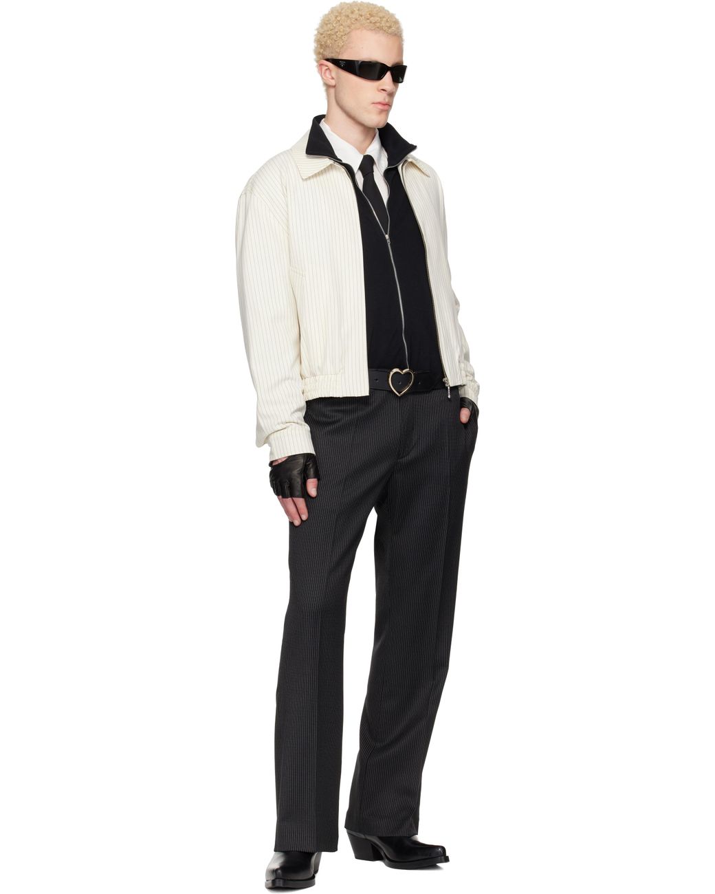 メンズ Ernest W. Baker オフホワイト ハリントンジャケット Black