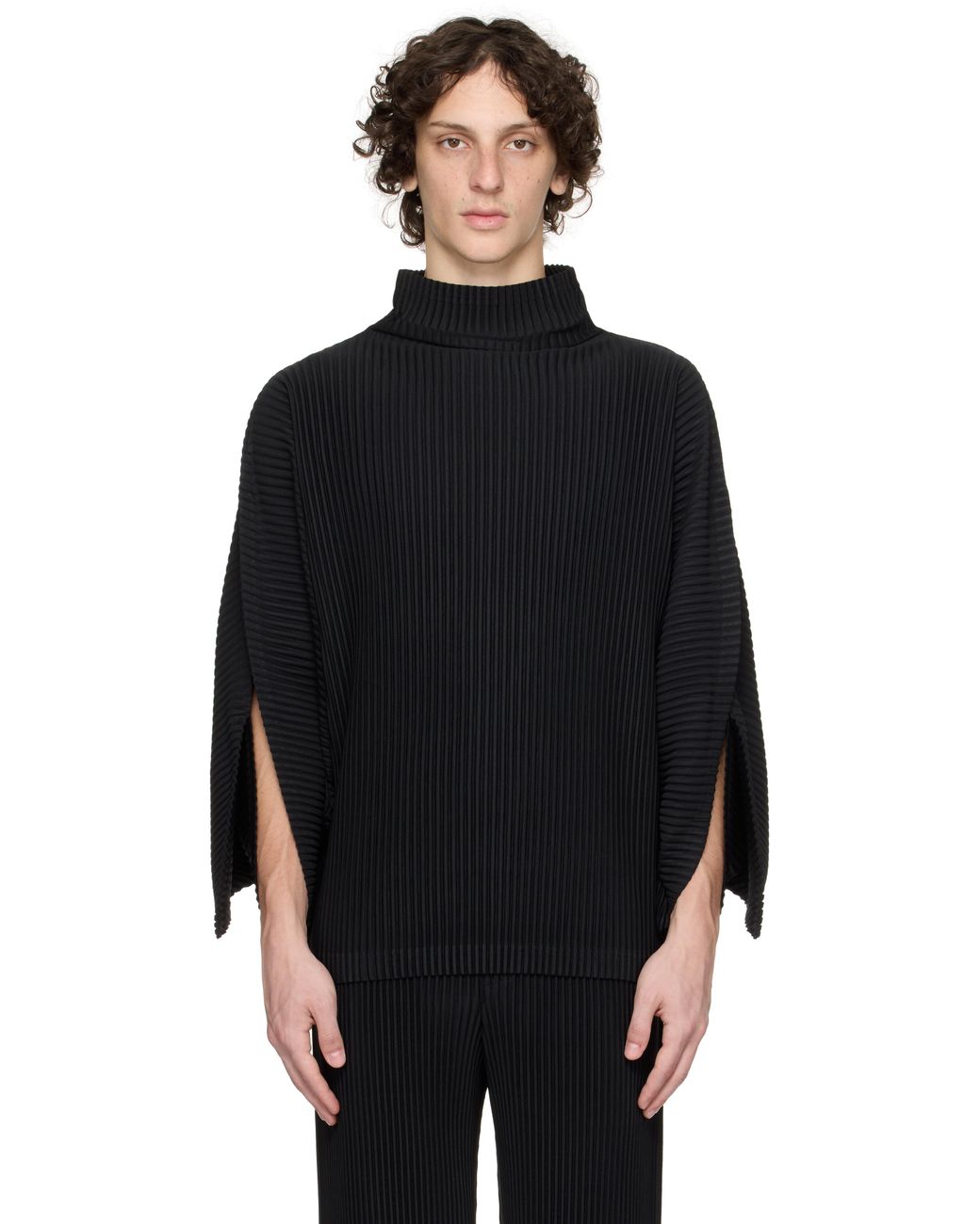 Homme Plissé Issey Miyake Kinetic Sculpture Turtleneck in Black