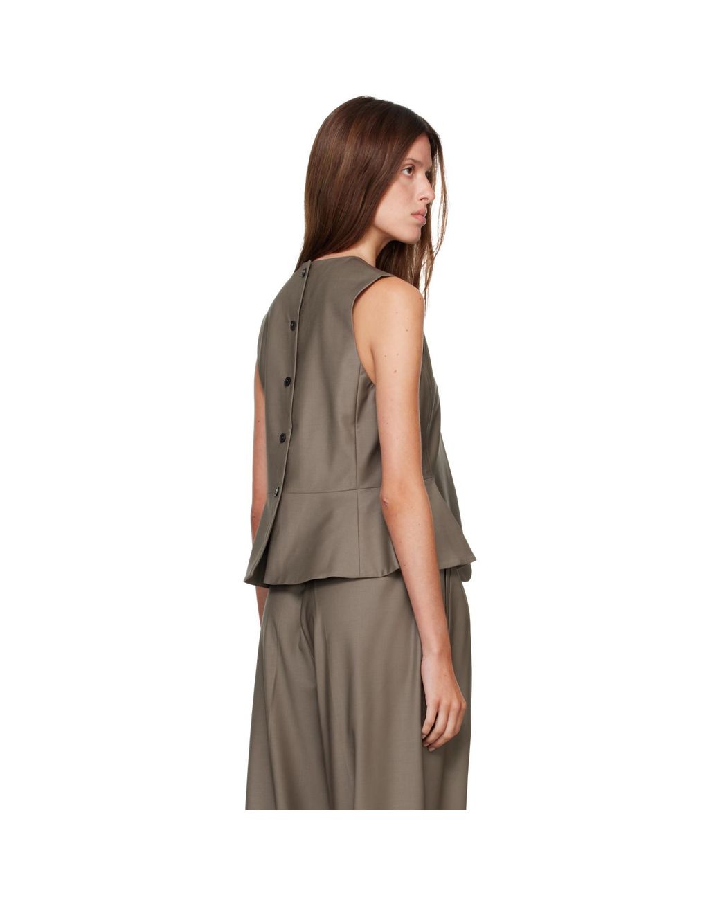 Cordera Brown Tailored Peplum Top