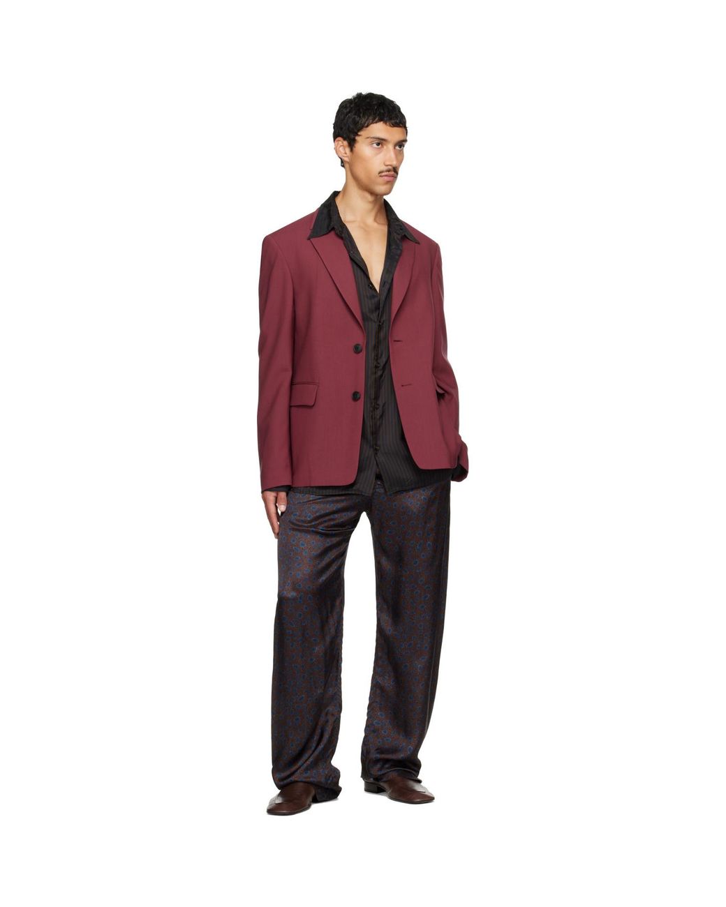 Dries Van Noten Red Burgundy Wool Blazer for men