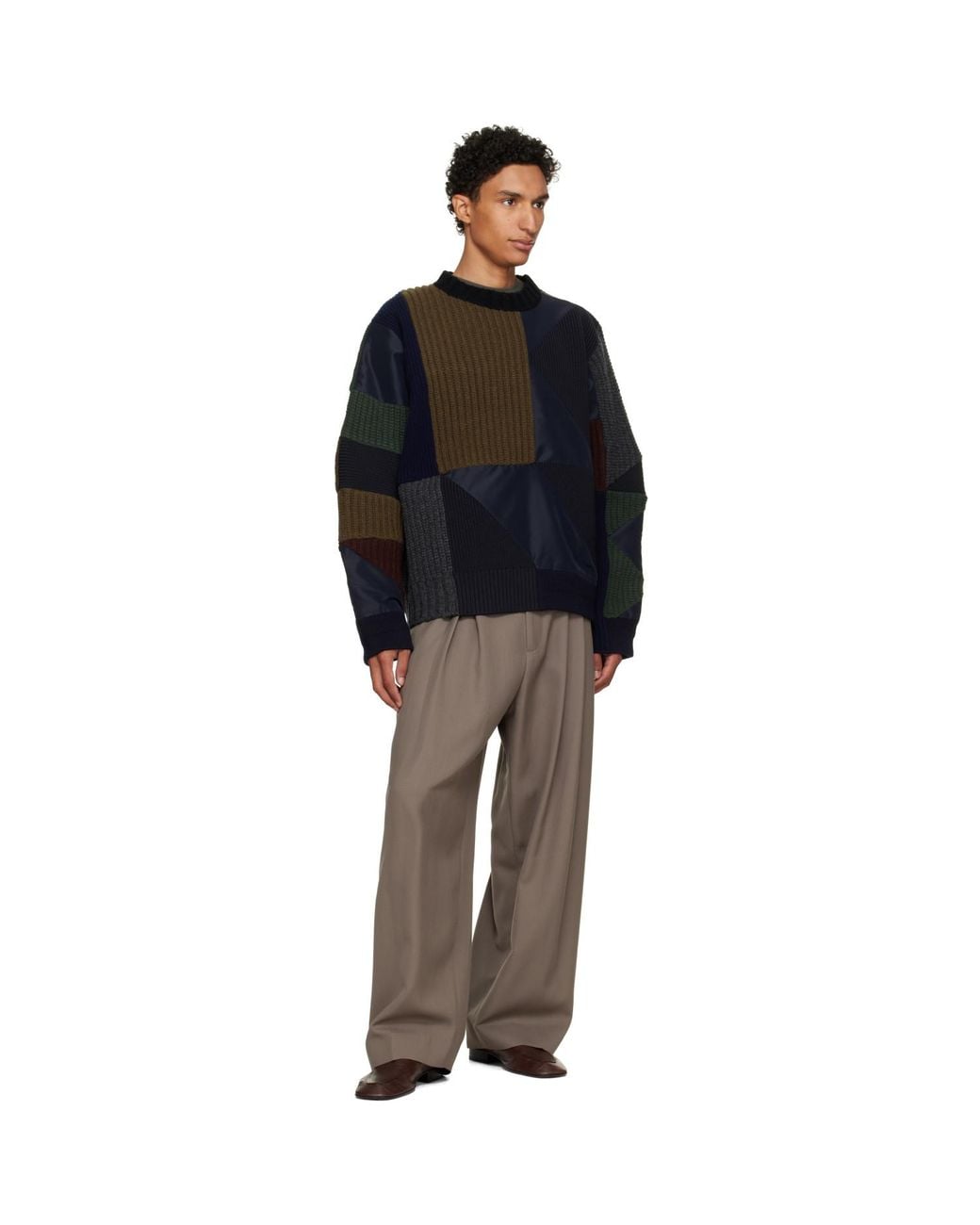 Sacai Black A.P.C. Edition Quilts Knit Sweater for men