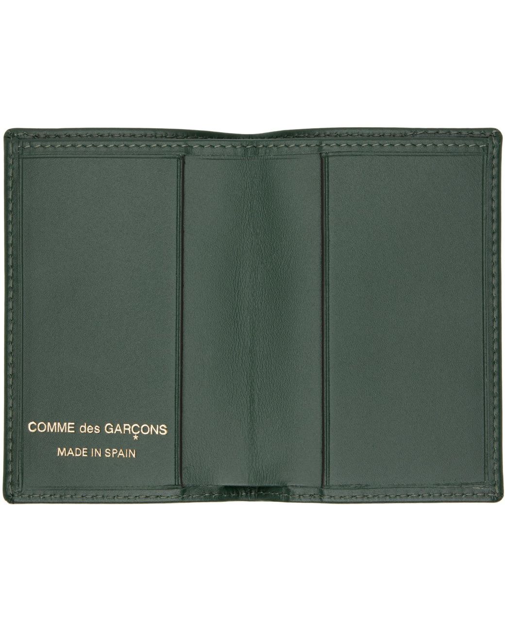 Comme des Garçons Green Classic Leather Line Card Holder for men