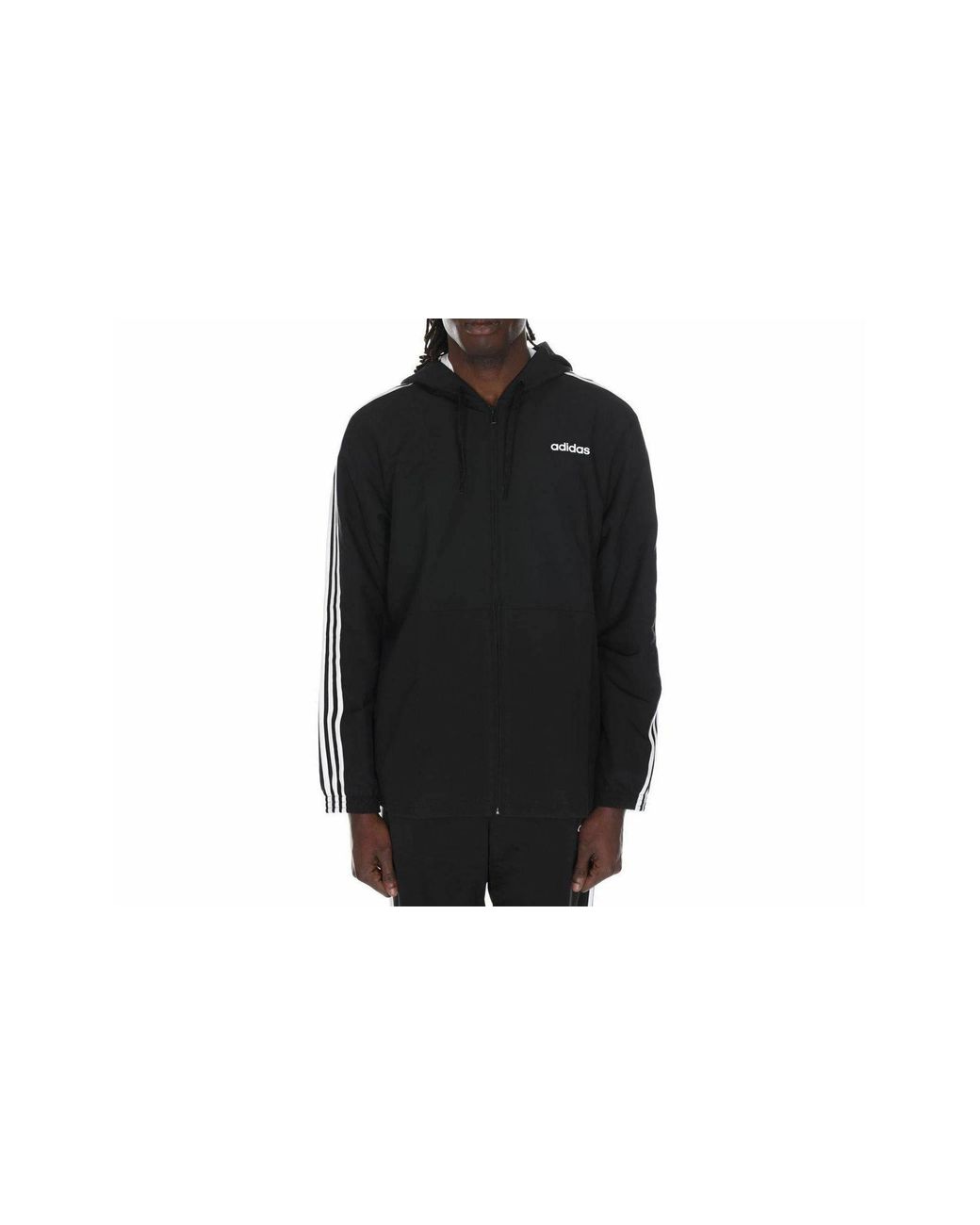 Adidas Black Essentials 3-Stripes Woven Windbreaker Dq3066" for men