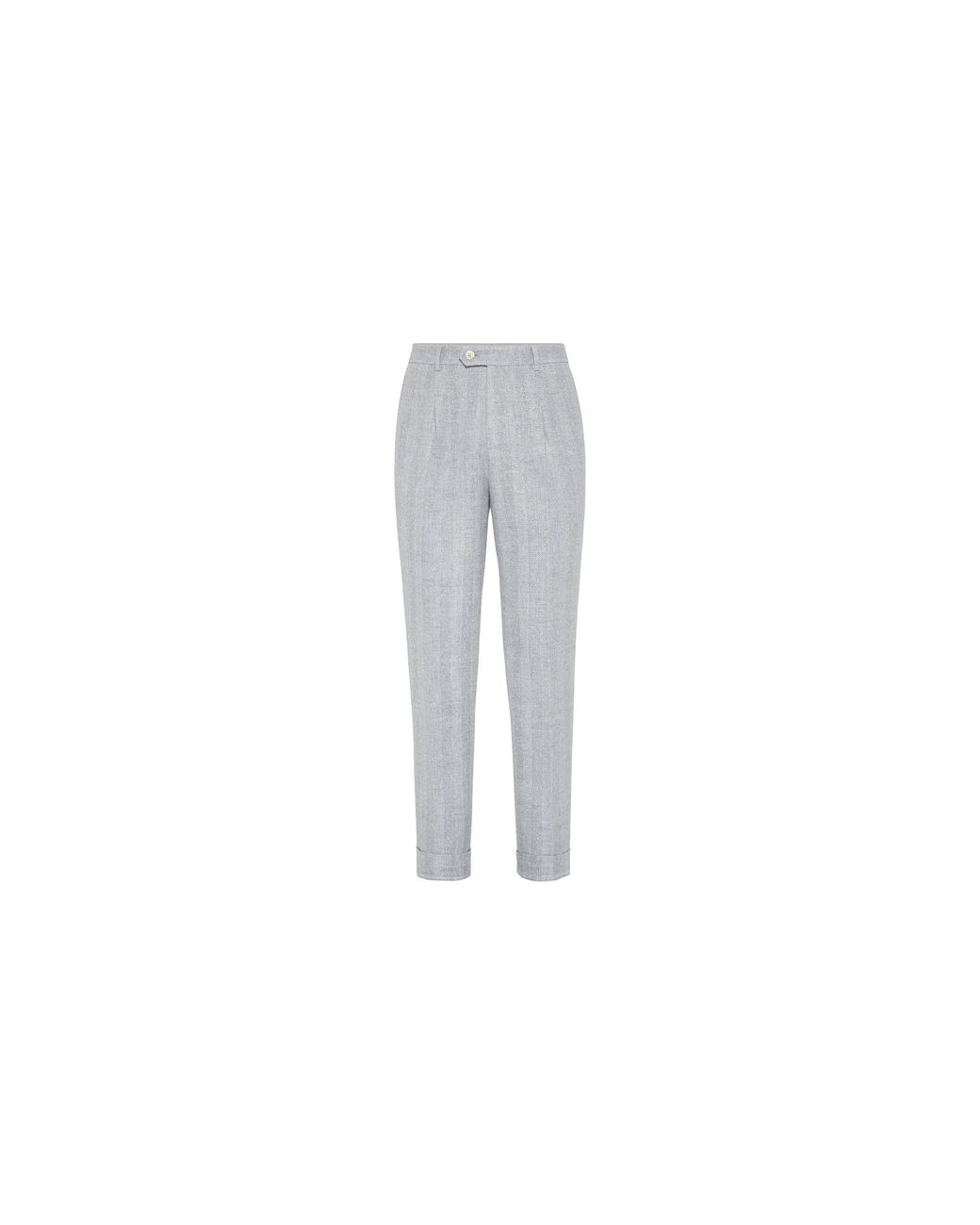 Brunello Cucinelli Black Silk Wool Trousers "Dust Linen" Brun848" for men