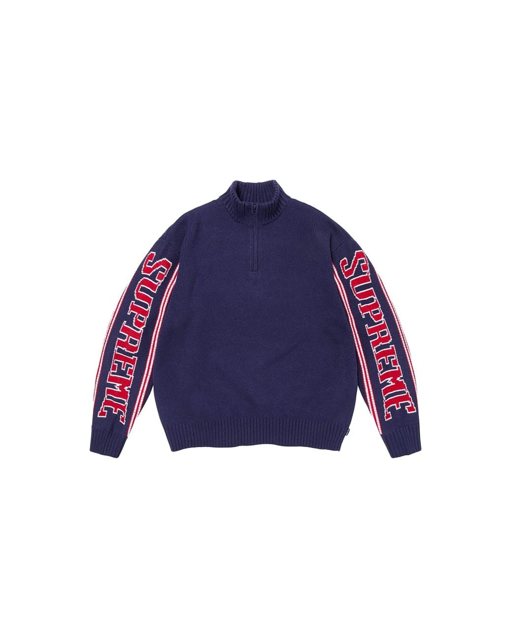 Supreme Blue Jaquard Sleeve Half Zip Sweater "Fw26