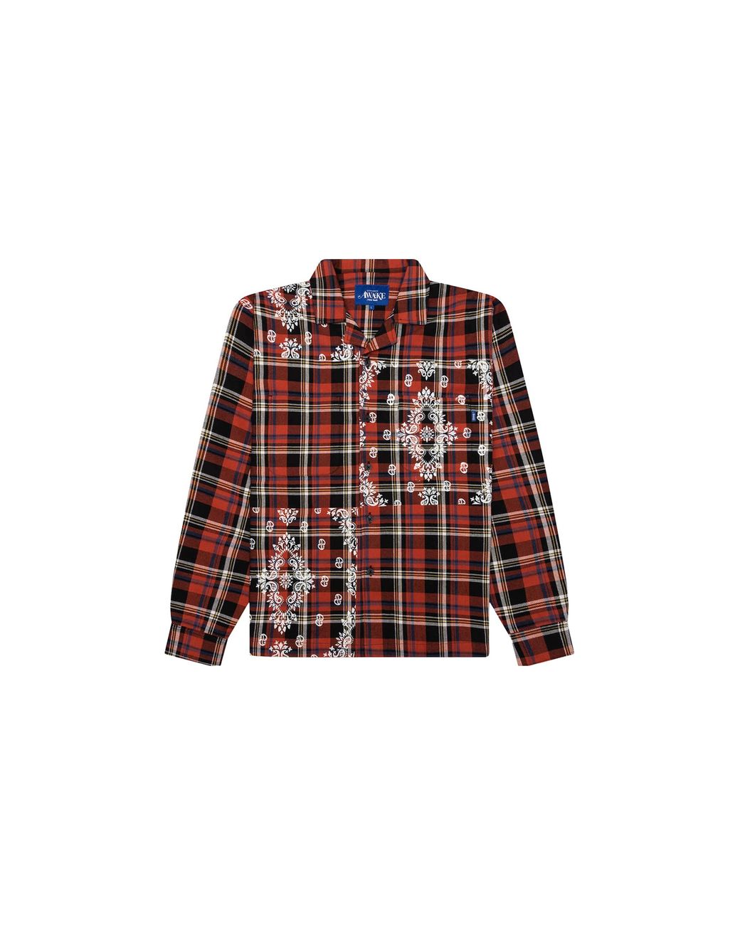 AWAKE NY Black Paisley Printed Long Sleeve Flannel Shirt Awk Fw23 Tp001 Blk" for men