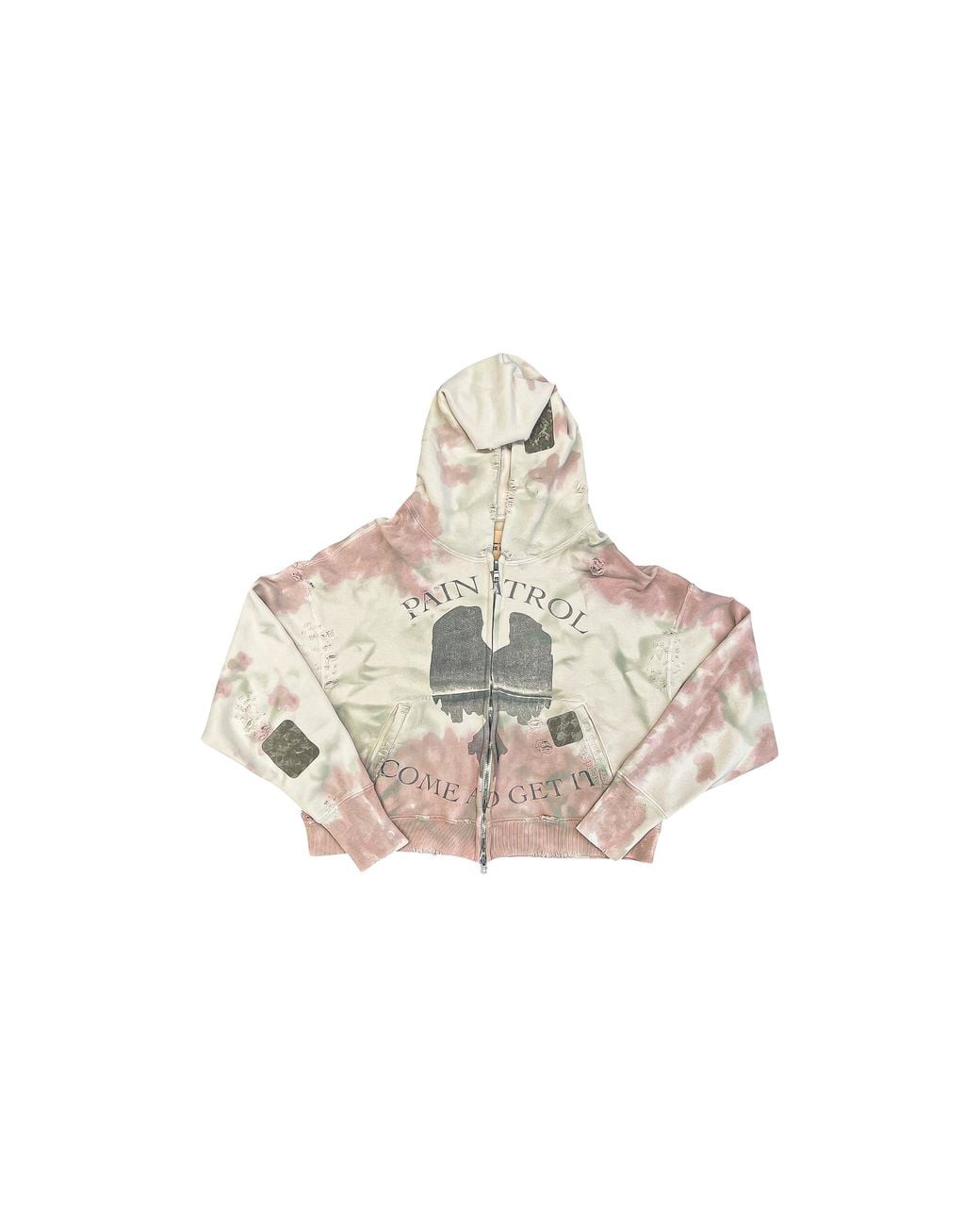 SEKRIT Black Pain Zip-Up Hoodie Neapolitan Stain" Ss26 Sek Hd01" for men