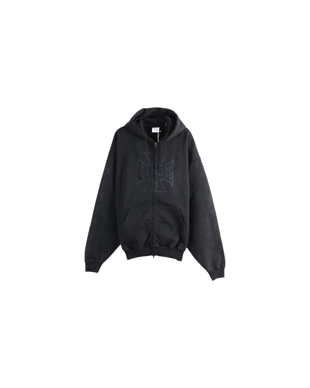 Vetements Black Big Biker Cross Zip-Up Hoodie "Vintage" Mh27Zu251B" for men