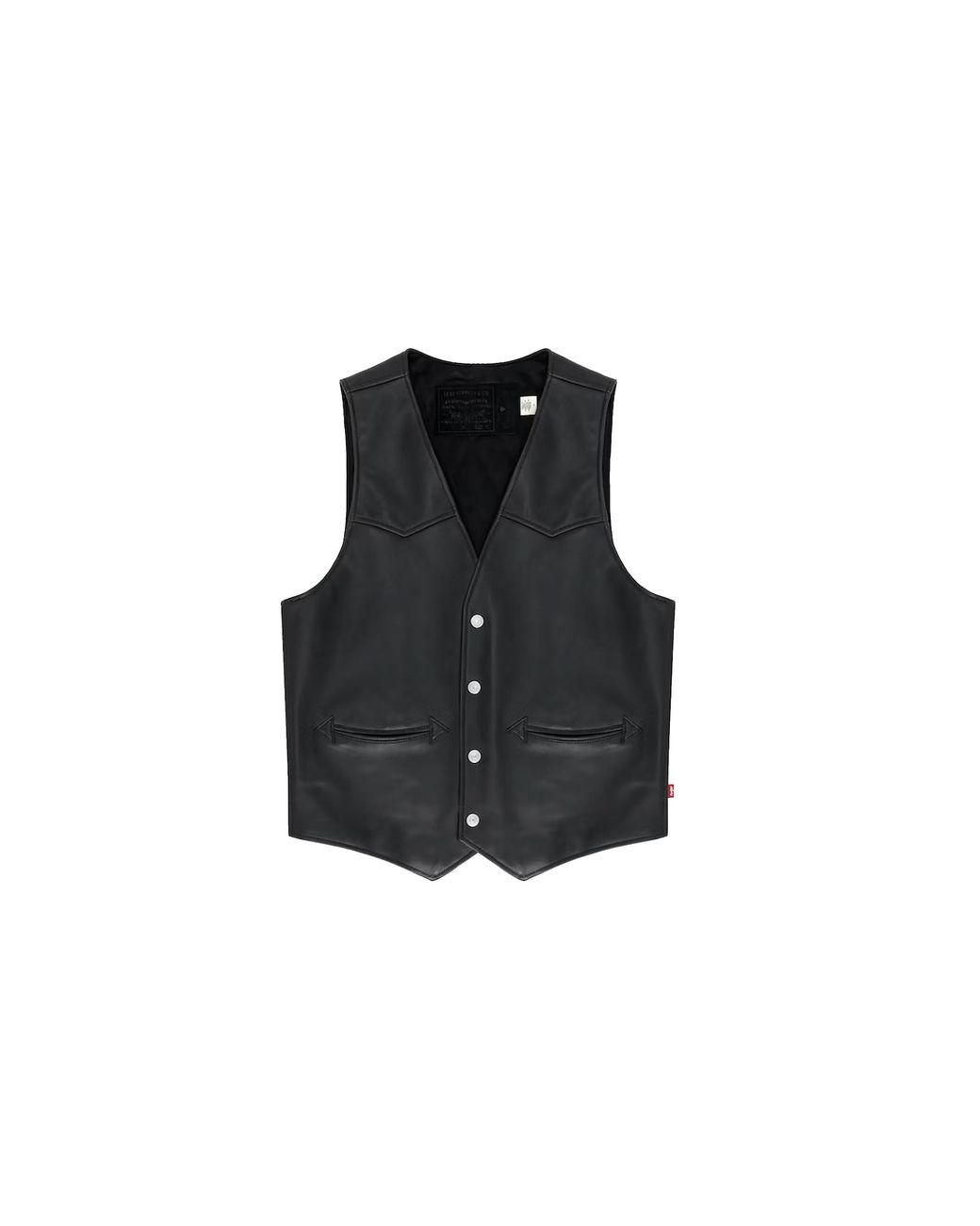 DENIM TEARS Black Tracy's King Tut Patch Leather Vest Dt609" for men