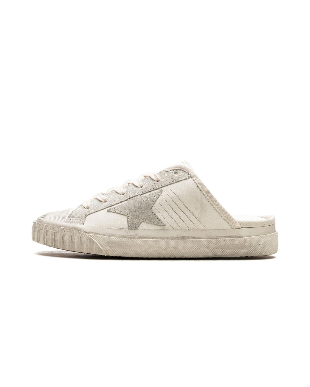 Golden Goose Deluxe Brand White Super-Star Sabot Toe Cap And High Sole Leather Upper Toe And Tongue Suede Star Ice" Gwf00513.F005707.10276"