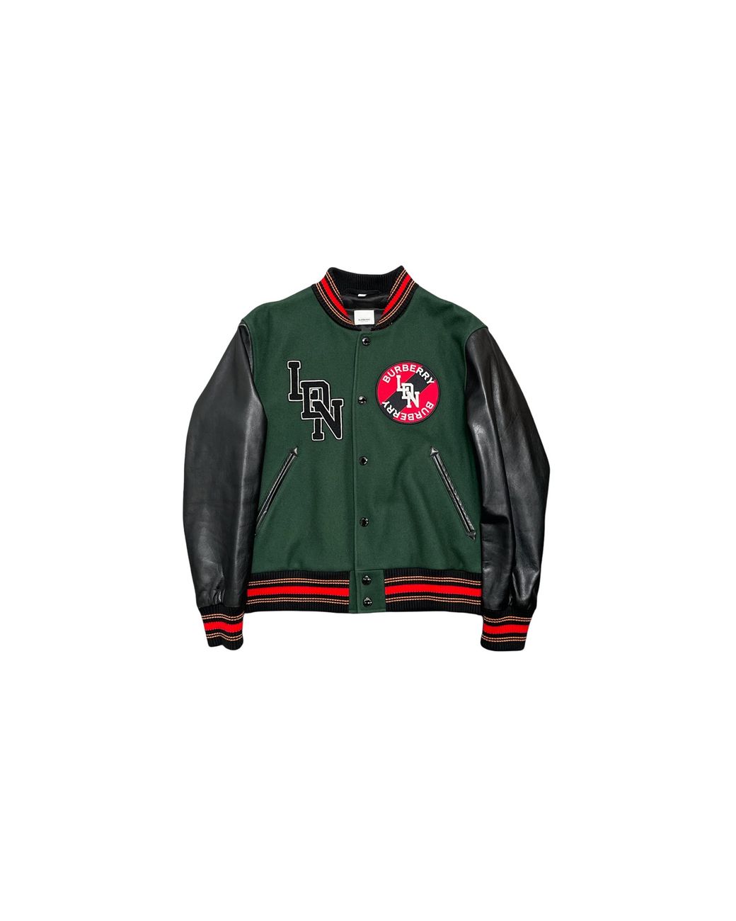 Burberry Green Graphic Logo Varsity Jacket 8023677" for men