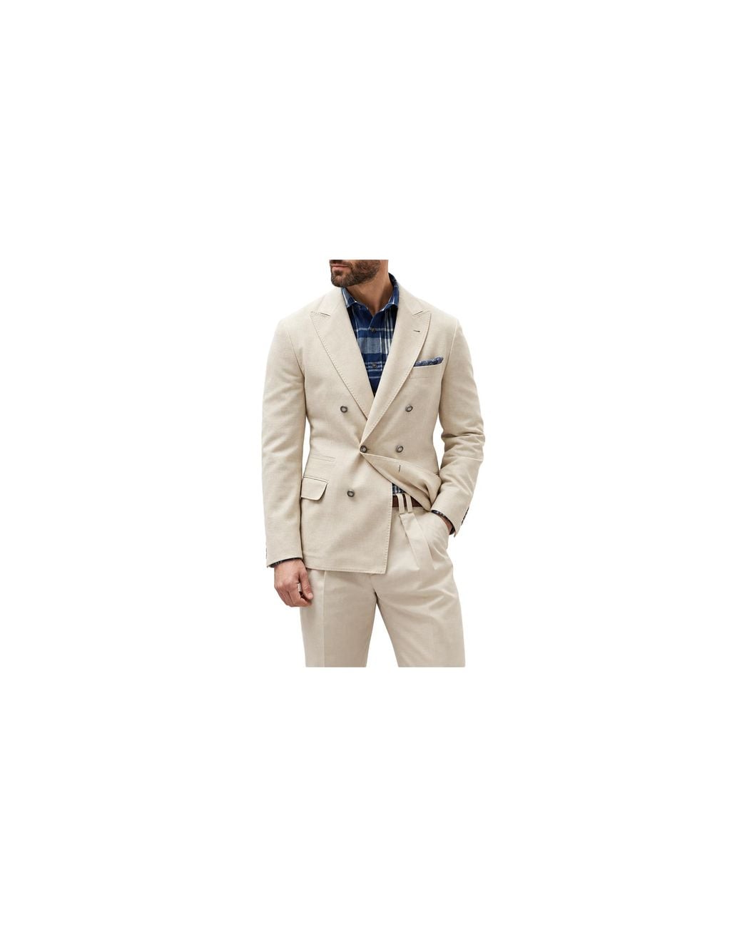 Brunello Cucinelli Black Wool Double Breasted Jacket "Sand" Brun2385" for men