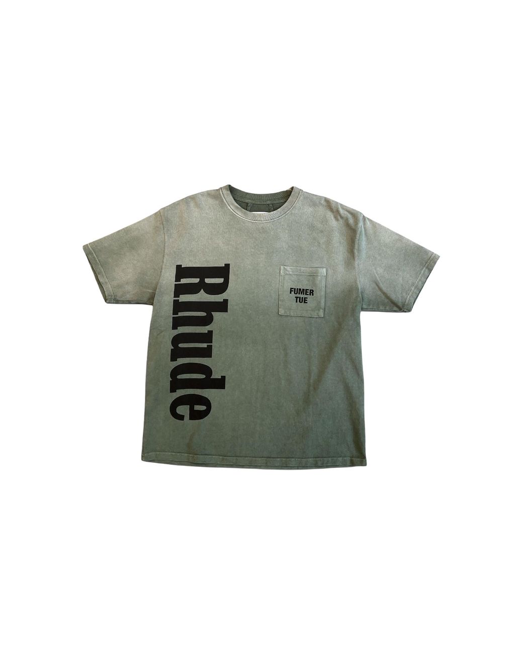 Rhude Green Logo Pocket T-Shirt "Washed" Rhpf26Tt13012" for men