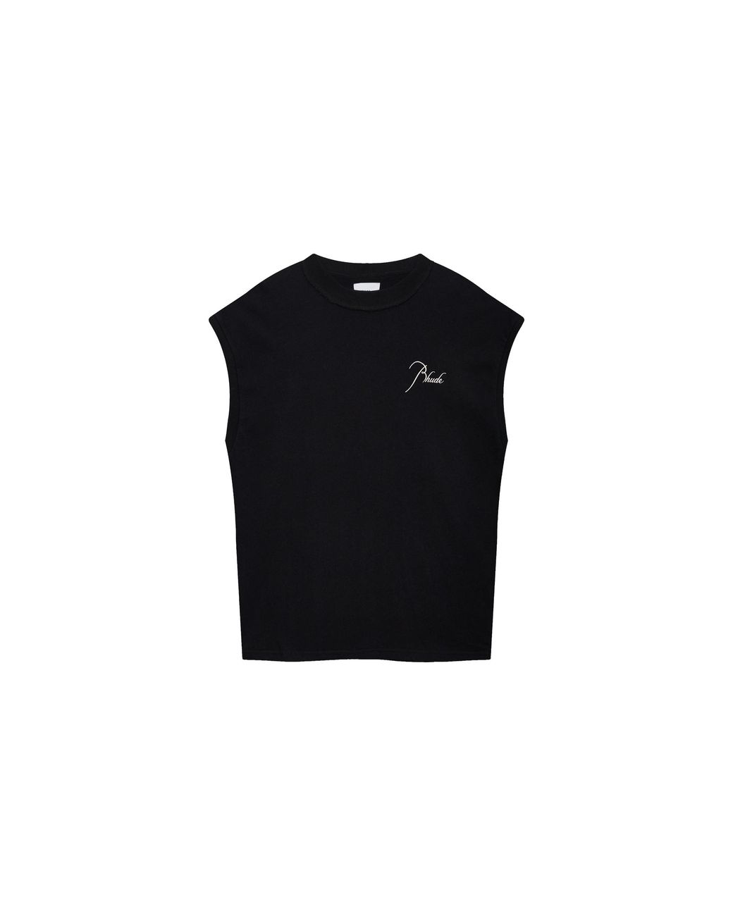 Rhude Black Classique Cut-Off Sleeve Top Rhss26Ta01012 Bkw" for men