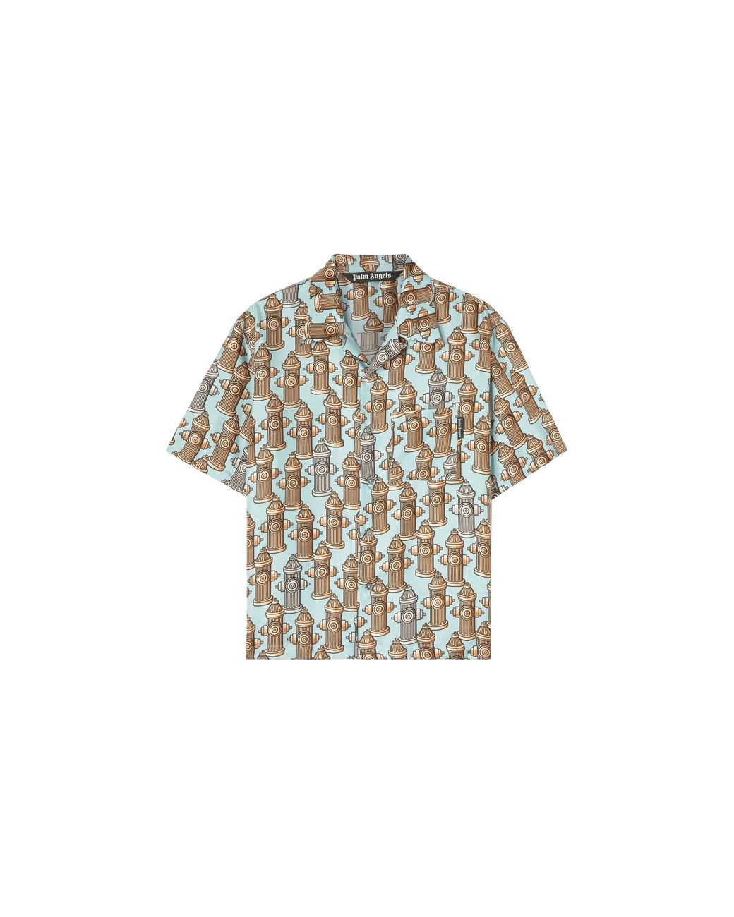 Palm Angels Black Fire Hydrant Pocket Bowling Buttondown Shirt "Multi-Color" Pmga110S23Fab003" for men