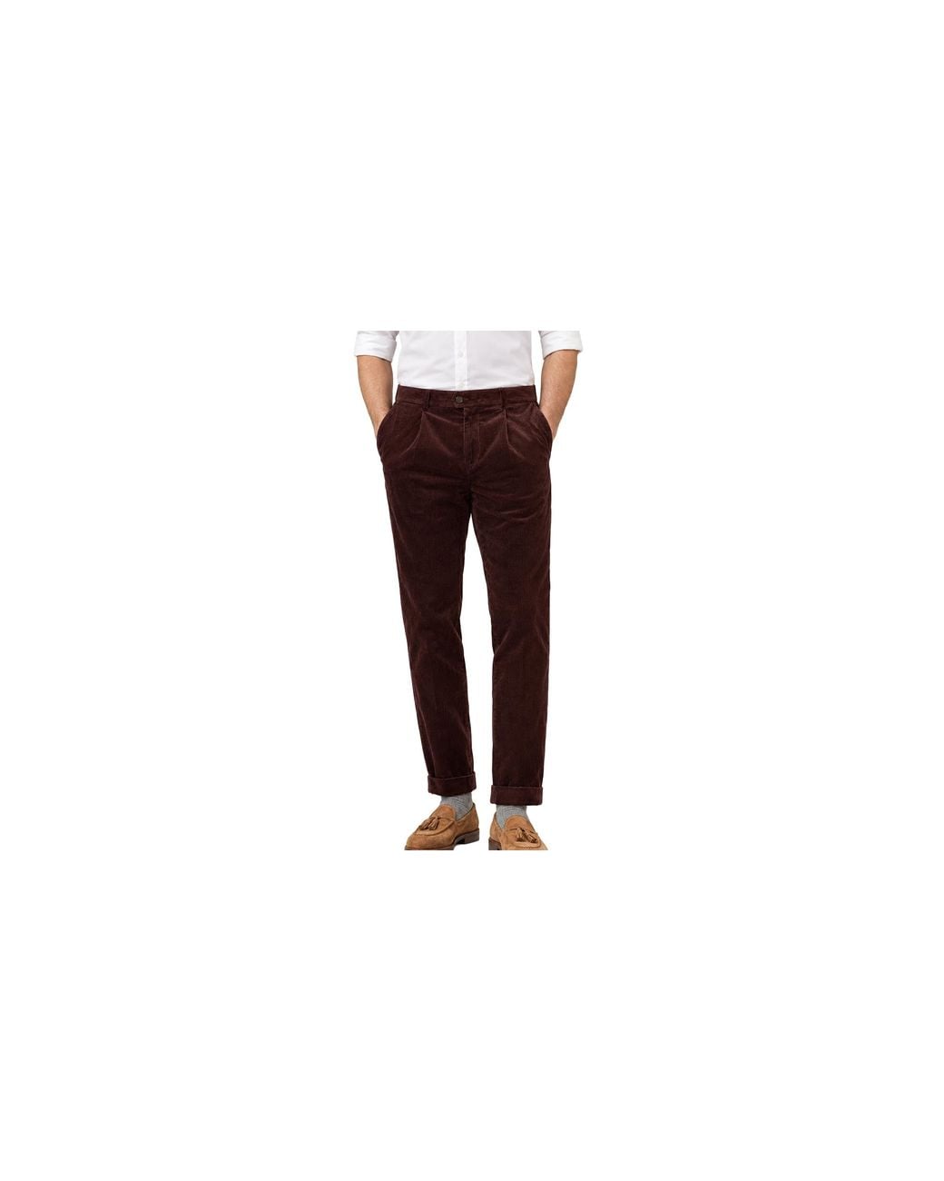 Brunello Cucinelli Black Cotton Corduroy Trousers "Plum" Brun2705" for men