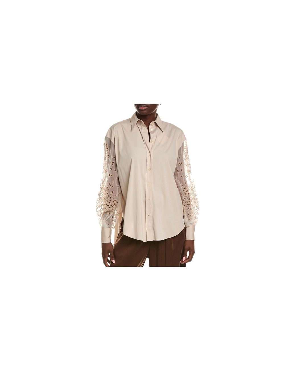 Brunello Cucinelli Black Embroidered Sleeve Shirt "Stony Ground" Brun2582"