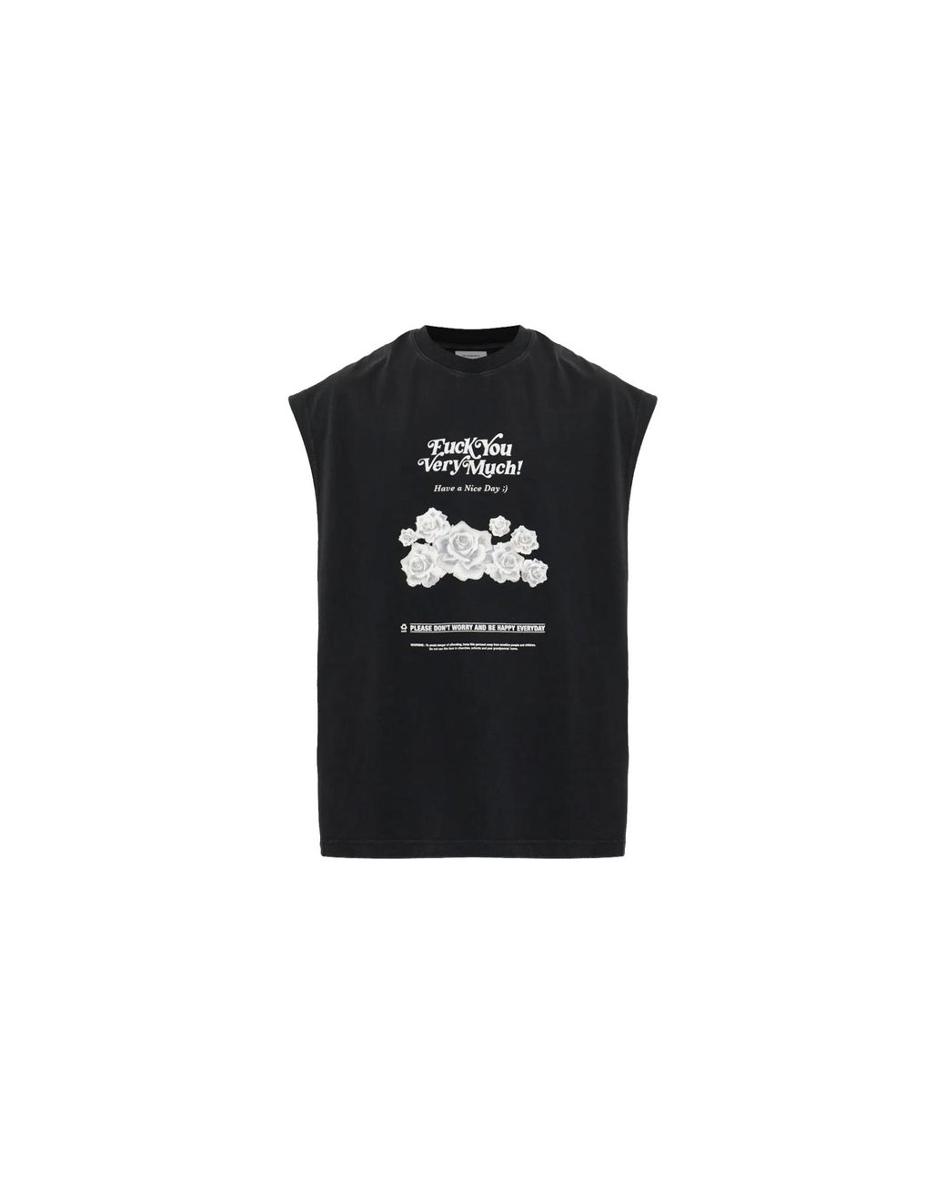 Vetements Black Fu Very Much Sleeveless Top "Washed" Mh27Tt204B" for men