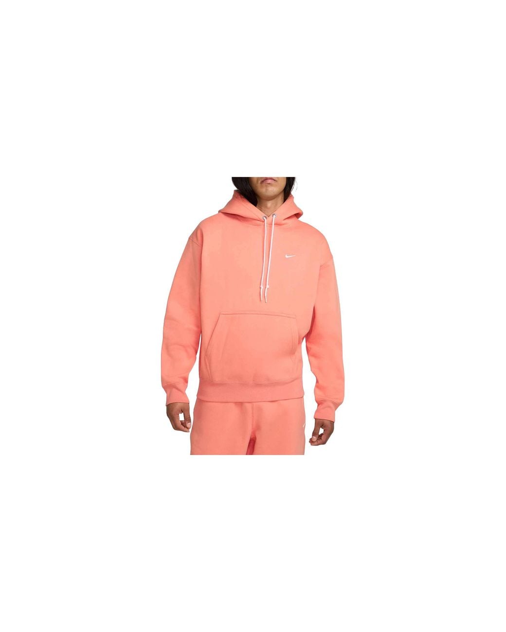 Nike Black Solo Swoosh Fleece Pullover Hoodie "Peach" Dx1355 844" for men