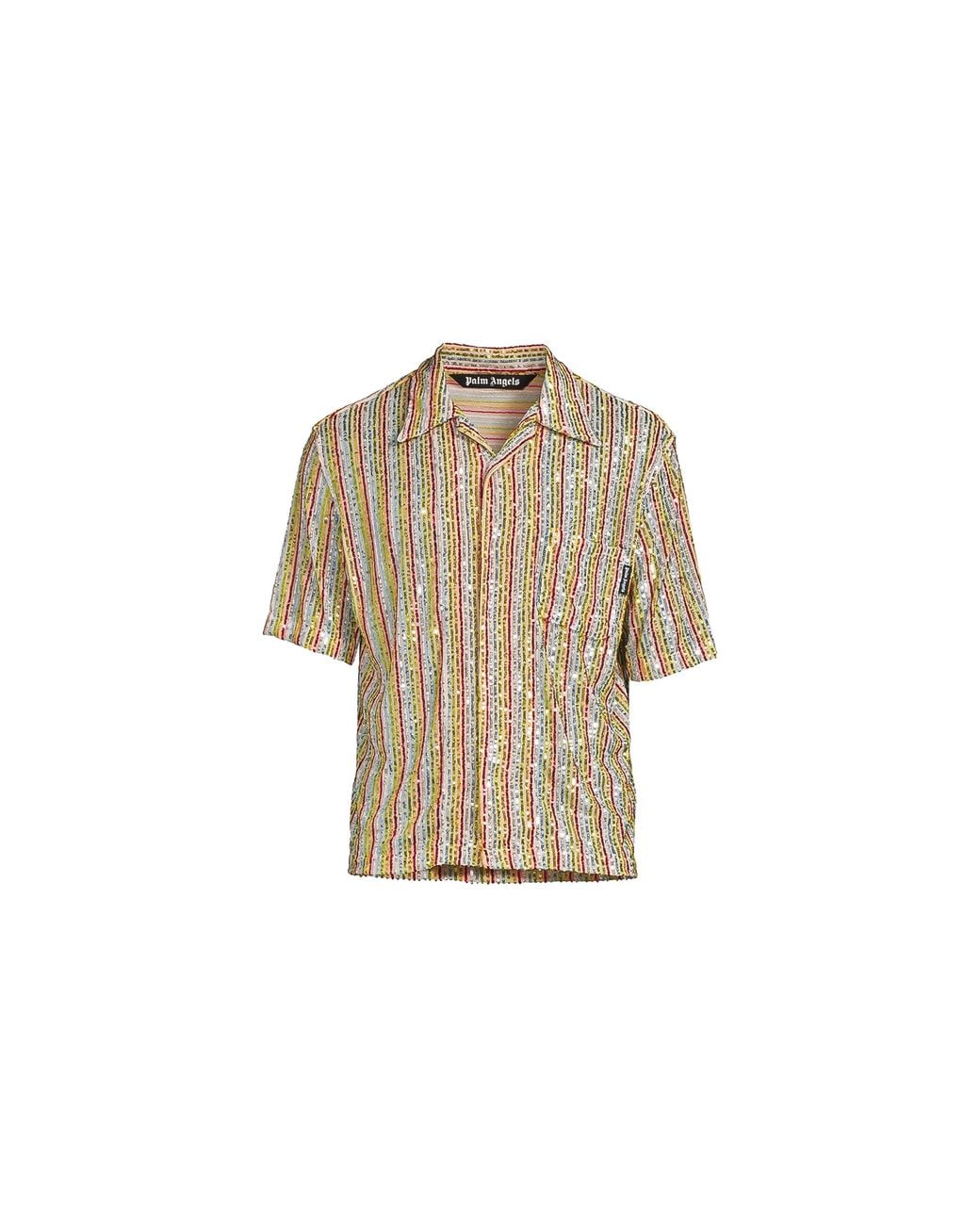 Palm Angels Black Sequins Bowling Shirt "Multi-Color" Pmga110F22Fab0048484" for men